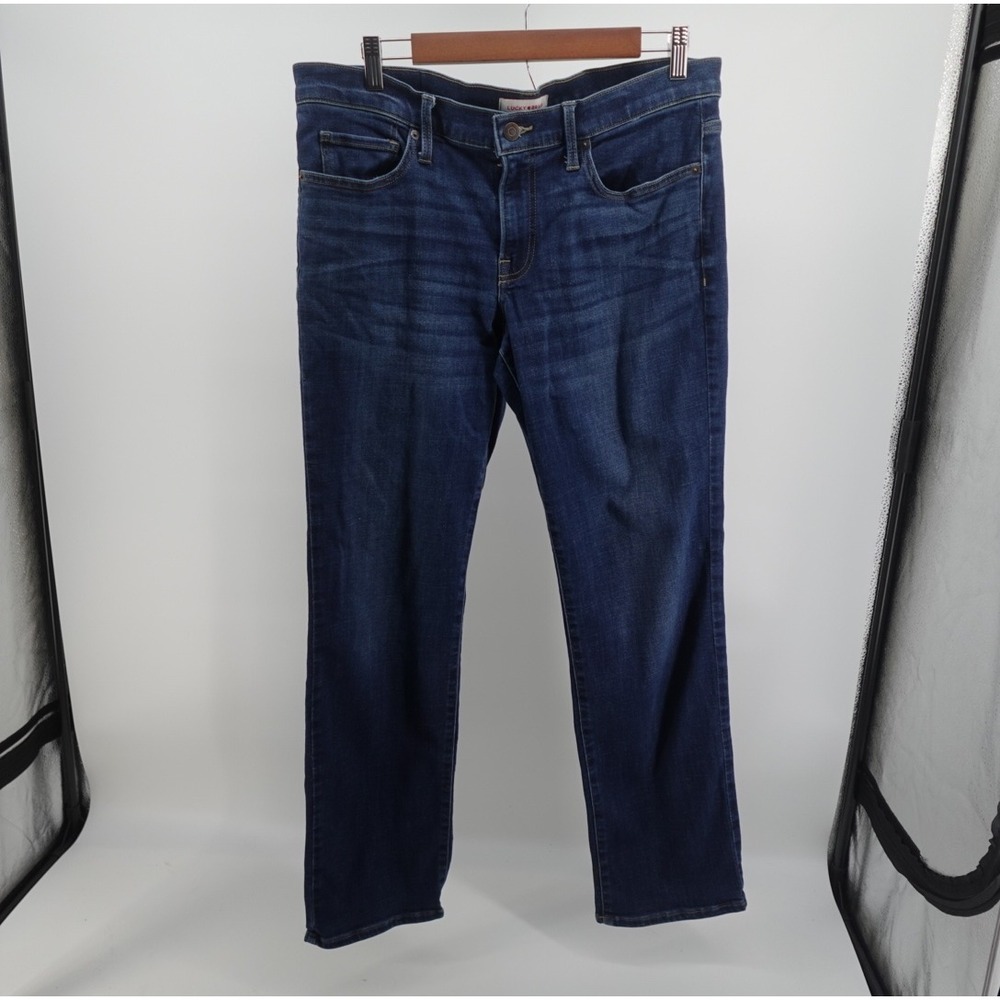 Lucky Brand Womens 12/31R Straight Leg Jeans Dark Wash Blue Denim Mid Rise
